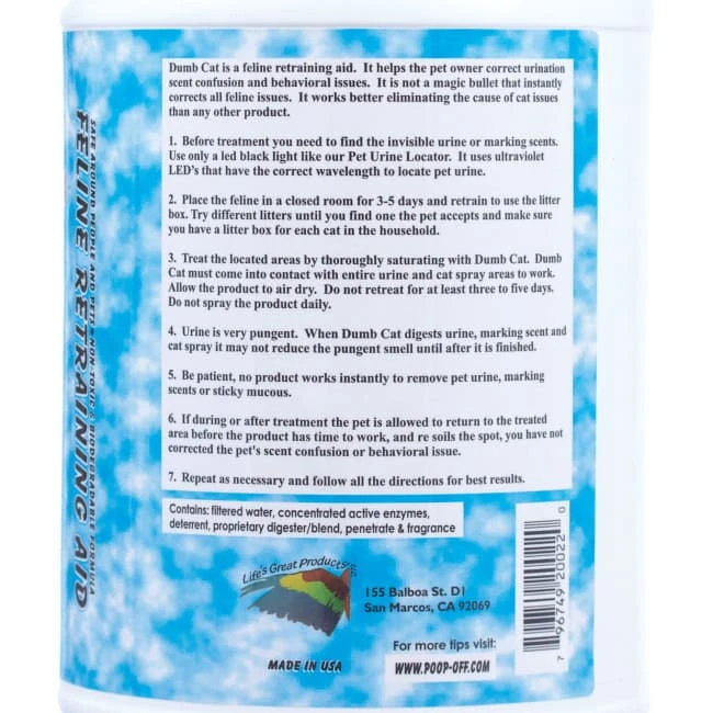 Dumb Cat® Anti-Marking & Cat Spray Remover - Gallon 2 Dumb Cat® Anti-Marking & Cat Spray Remover - Gallon - Image 2