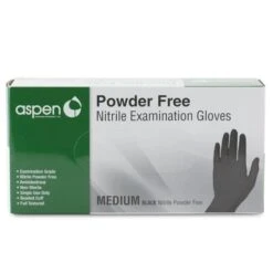 Aspen Black Nitrile Gloves - Medium